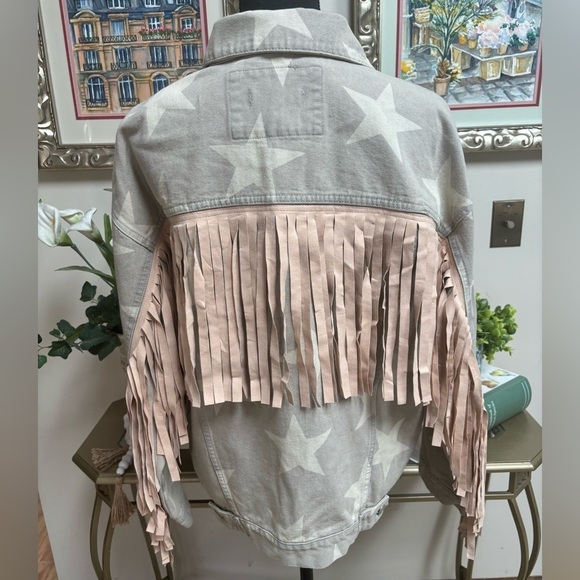 THE MORGAN WALLEN STAR FRINGE COUNTRY WESTERN CONCERT JEAN JACKET SZ S-L NWT - Picture 4 of 10